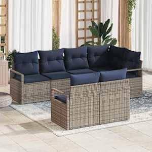 Set pohovek 7 pcs Šedá polyratan - obrázek 1