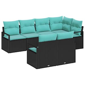 Set pohovek 7 pcs Černá polyratan - obrázek 2