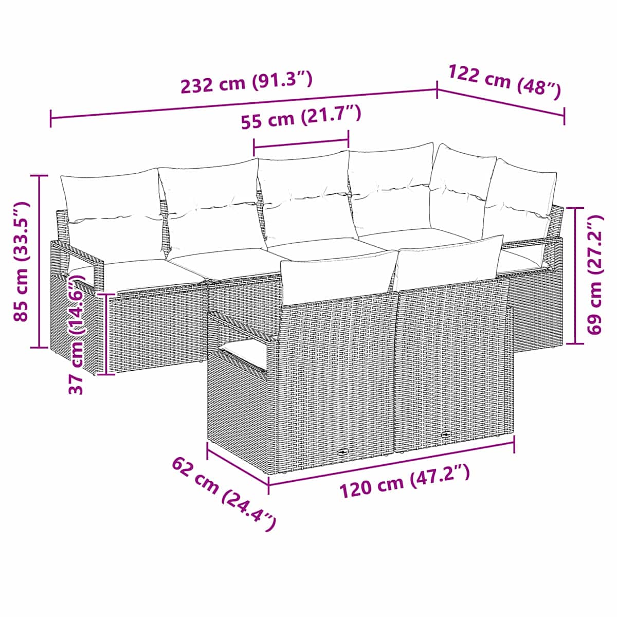Sofa Sæt 7 stk. polyrattan - Billede 8