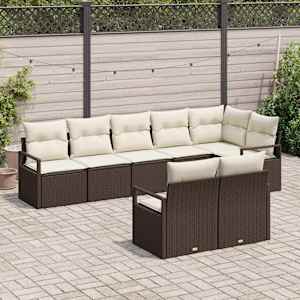 Set pohovek 8 pcs Hnědá polyratan - obrázek 3