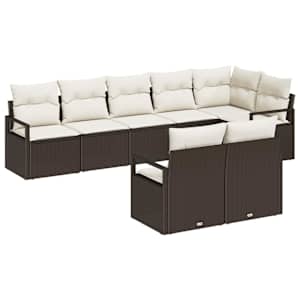 Set pohovek 8 pcs Hnědá polyratan - obrázek 2