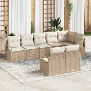 Kavčna garnitura 8 pcs Bež poli ratan