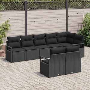 Set pohovek 8 pcs Černá polyratan - obrázek 3