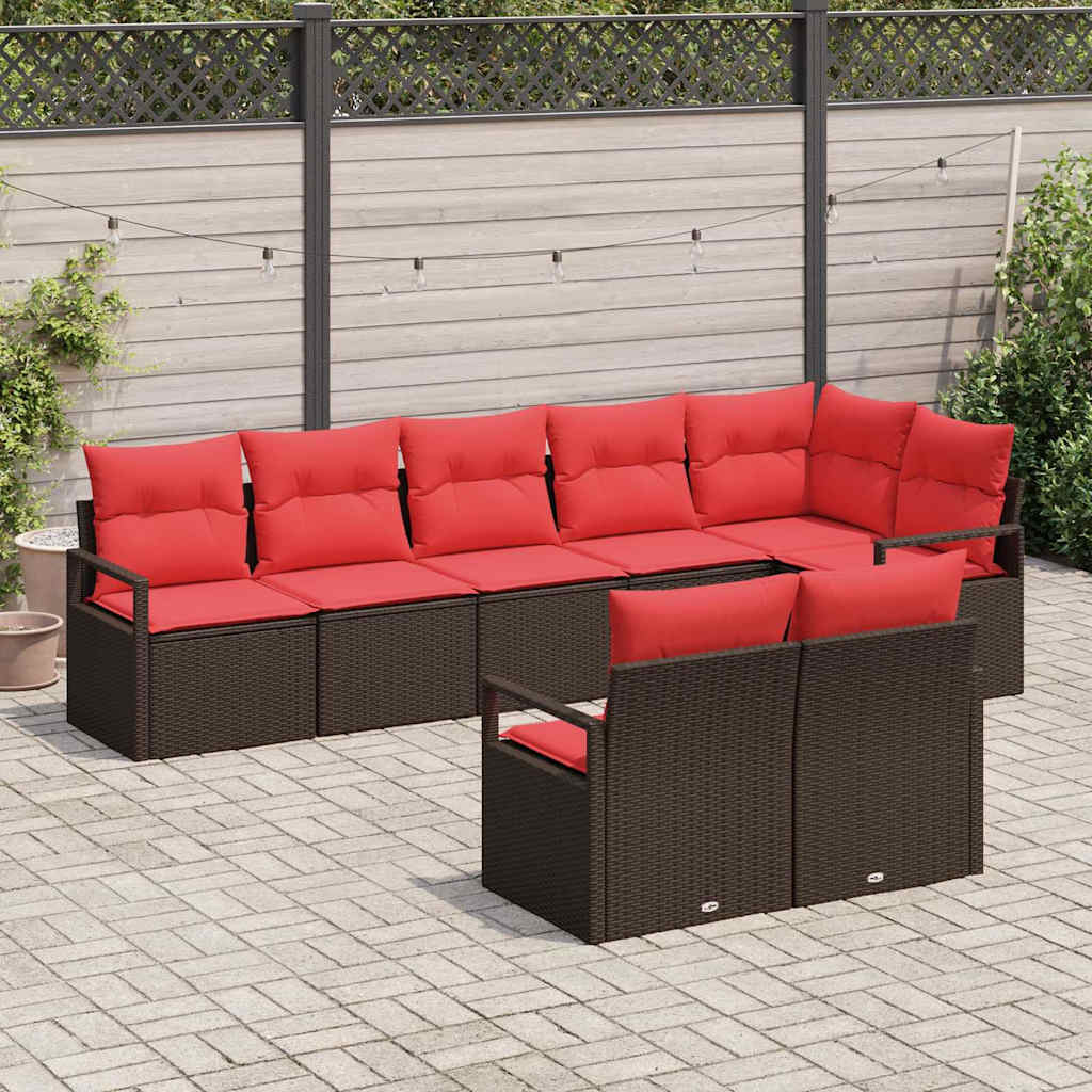 Set pohovek 8 pcs Hnědá polyratan - obrázek 3