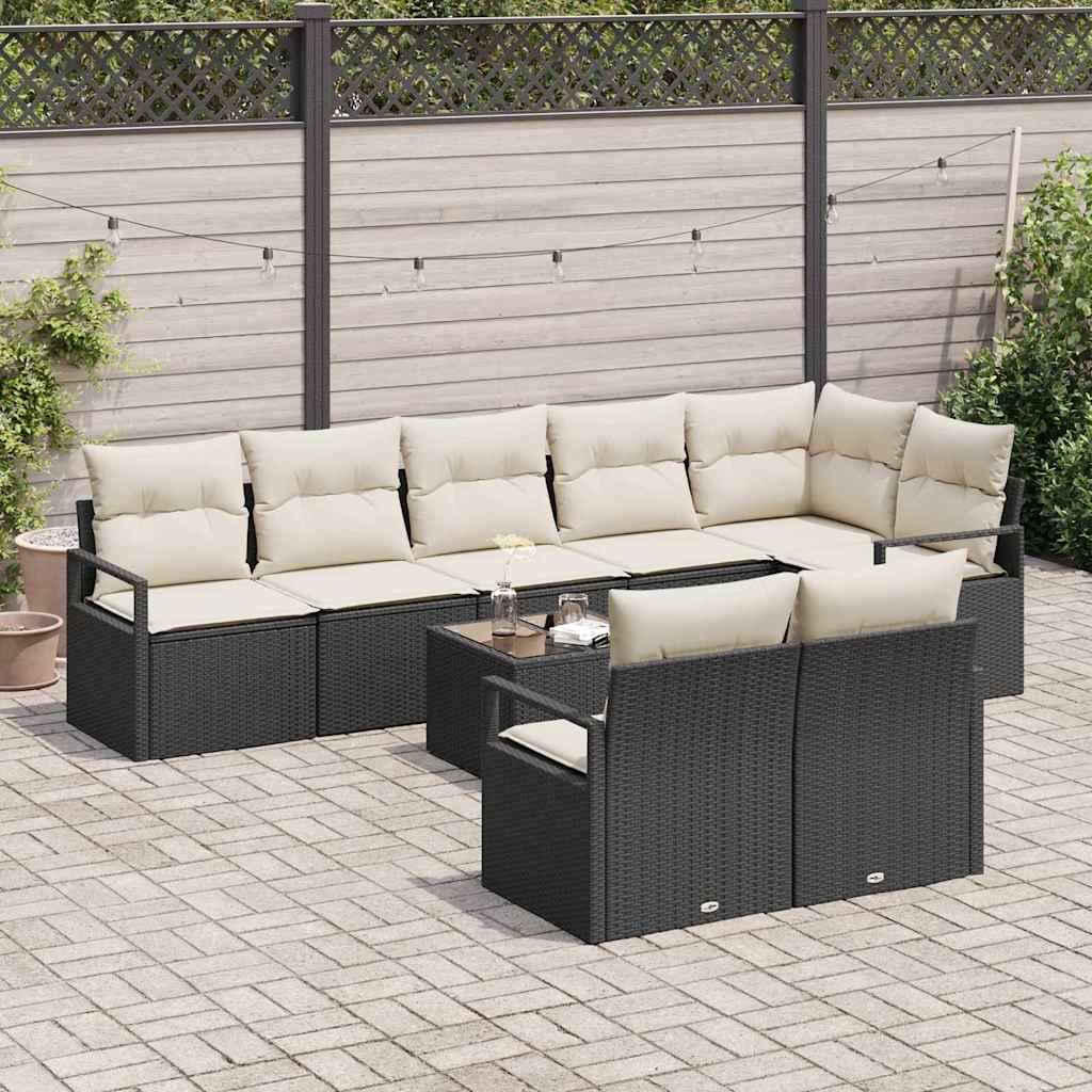 vidaXL 8-delige ligbedset met kussens bruin poly rattan