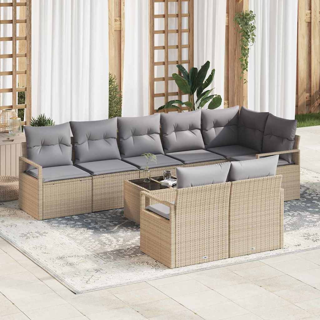 9-delers have sofa sæt med puder sort poly rattan, vidaXL 2-personers have sofa med puder beige poly rattan
