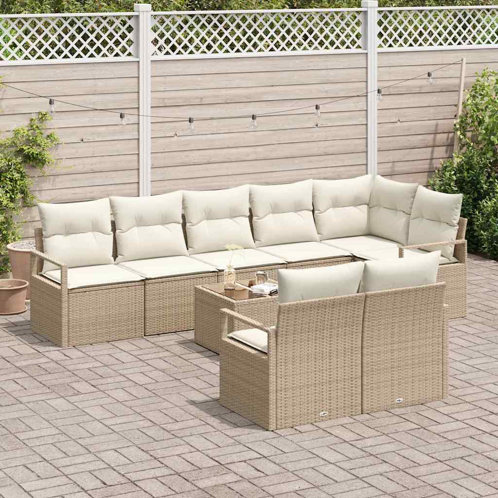 vidaXL 9-delige tuinset met kussens bruin poly rattan