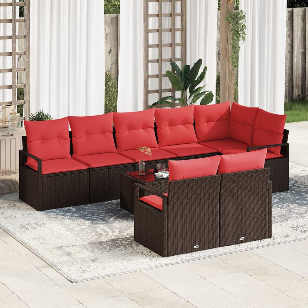vidaXL Set de canapea 9 pcs Maro poliratan
