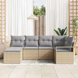 Set pohovek s polštářem 6 pcs Béžová polyratan - obrázek 3
