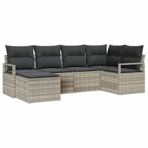 Set pohovek 6 pcs Světle šedá polyratan - obrázek 2