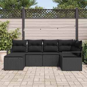 Set pohovek s polštářem 6 pcs Černá polyratan - obrázek 3