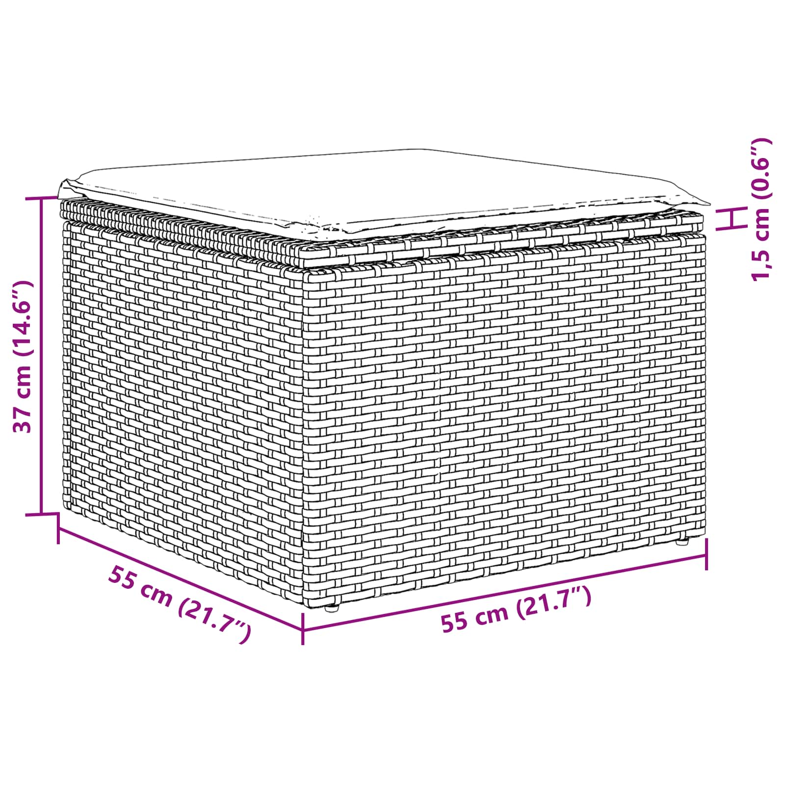 Kavčna garnitura z blazino 6 pcs Črna poli ratan - slika 13