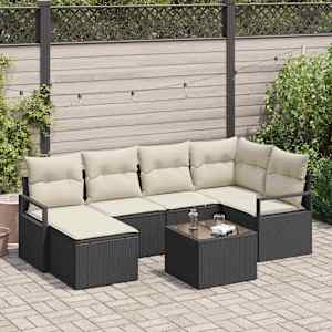 Set pohovek 7 pcs Černá polyratan - obrázek 1