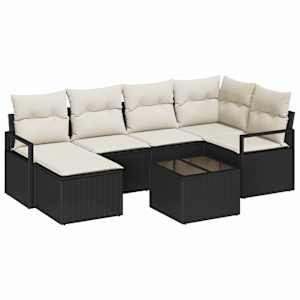 Set pohovek 7 pcs Černá polyratan - obrázek 2