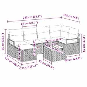 Set pohovek 7 pcs Černá polyratan - obrázek 10