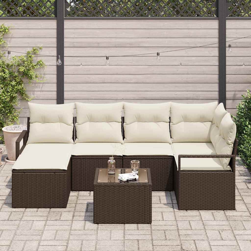 vidaXL 6-delige tuinsofa set met kussens in het grijs, van poly rattan.