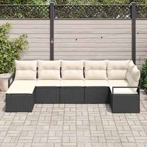 Set pohovek s polštářem 7 pcs Černá polyratan - obrázek 1