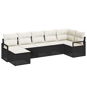 Set pohovek s polštářem 7 pcs Černá polyratan - obrázek 2