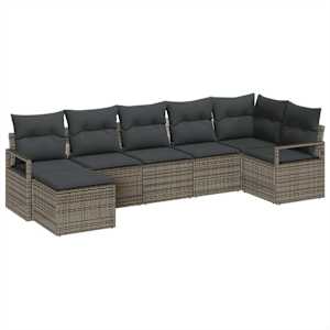 Set pohovek 7 pcs Šedá polyratan - obrázek 2