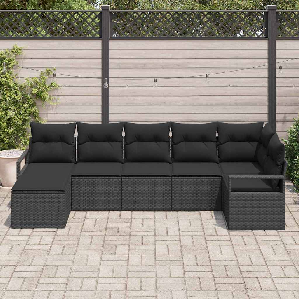 7-osaline aia diivanikomplekt padjadega must polü rattan, vidaXL 2-kohaline aia diivan padjadega must polü rattan