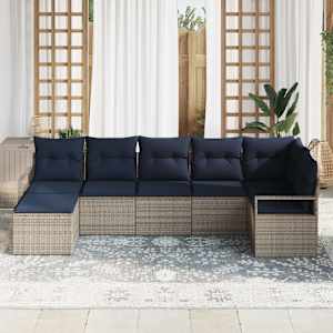 Kavčna garnitura 7 pcs Siva poli ratan