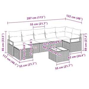 Set pohovek 8 pcs Béžová polyratan - obrázek 10