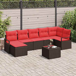 Kavčna garnitura 8 pcs Rjava poli ratan