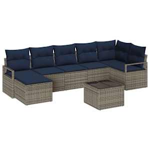Set pohovek s polštářem 8 pcs Šedá polyratan - obrázek 2