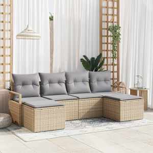 Set pohovek 6 pcs Béžová polyratan - obrázek 1