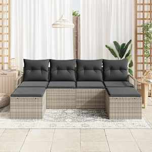 Set pohovek 6 pcs Světle šedá polyratan - obrázek 3