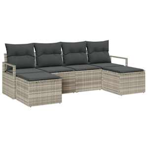 Set pohovek 6 pcs Světle šedá polyratan - obrázek 2