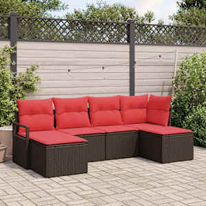 Kavčna garnitura 6 pcs Rjava poli ratan