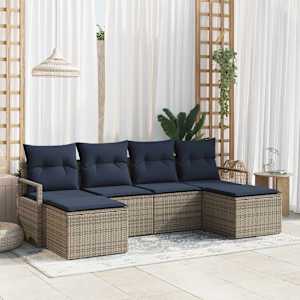 Set pohovek 6 pcs Šedá polyratan - obrázek 1