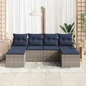 Set pohovek 6 pcs Šedá polyratan - obrázek 3