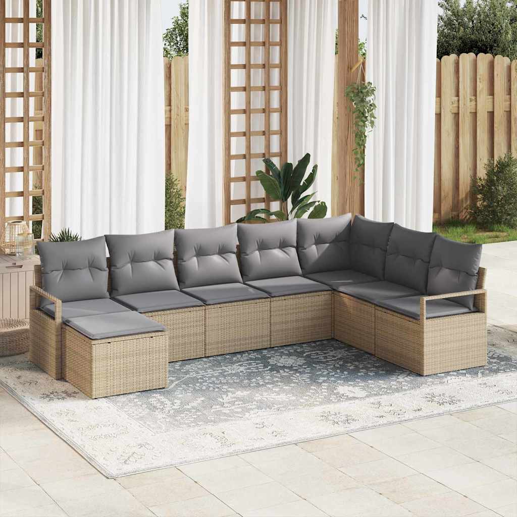 8-delt have sofa sæt med puder beige poly rattan, vidaXL 2-sæders have sofa med puder beige poly rattan