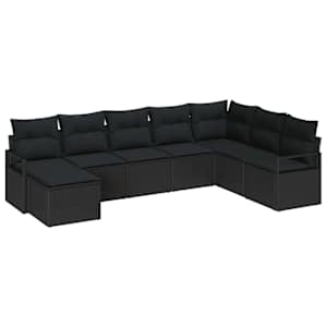 Set pohovek s polštářem 8 pcs Černá polyratan - obrázek 2