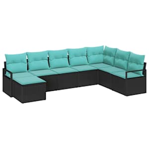 Set pohovek s polštářem 8 pcs Černá polyratan - obrázek 2