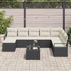Set pohovek s polštářem 9 pcs Černá polyratan - obrázek 3