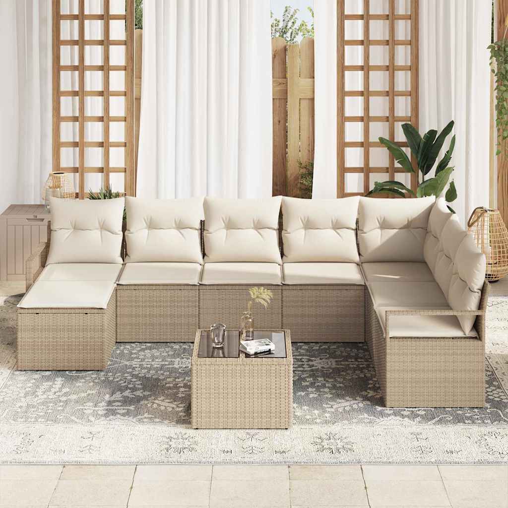 vidaXL 9-delige tuinsofa set met kussens in het bruin van poly rattan