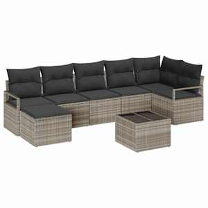Set pohovek s polštářem 9 pcs Světle šedá polyratan - obrázek 2