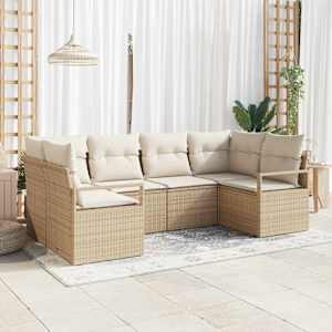 Set pohovek s polštářem 6 pcs Béžová polyratan