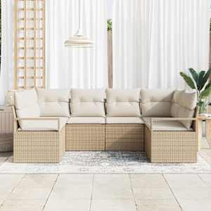 Set pohovek s polštářem 6 pcs Béžová polyratan - obrázek 3