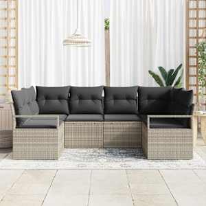 Set pohovek s polštářem 6 pcs Světle šedá polyratan - obrázek 3