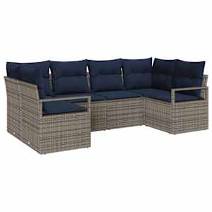 Set pohovek s polštářem 6 pcs Šedá Poly Ratan - obrázek 2