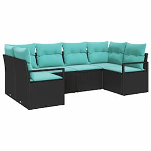 Set pohovek s polštářem 6 pcs Černá Poly Ratan - obrázek 2