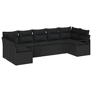 Set pohovek s polštářem 7 pcs Černá polyratan - obrázek 2