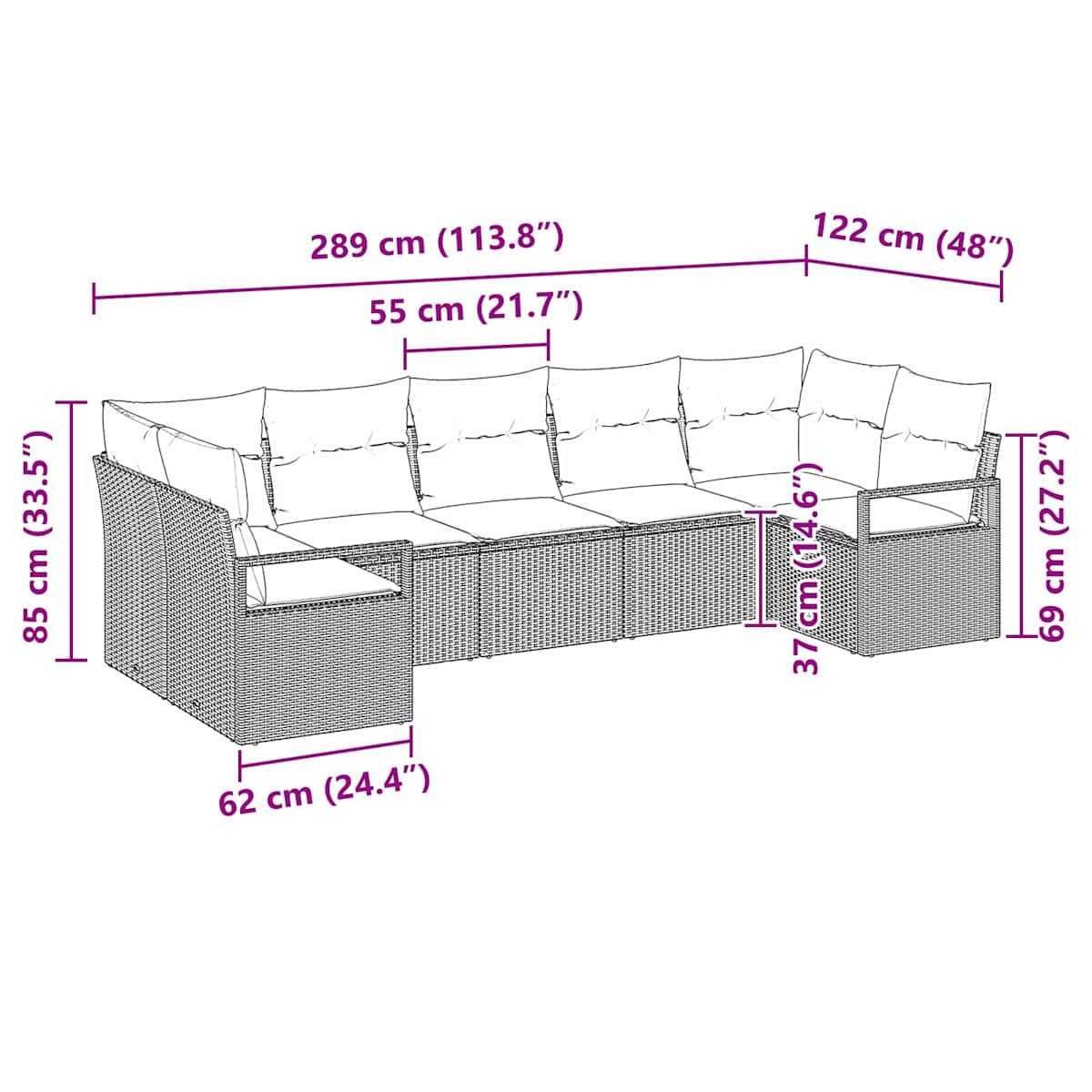 Sofa Sæt 7 stk. polyrattan - Billede 8