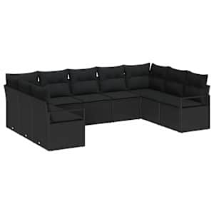 Set pohovek s polštářem 9 pcs Černá polyratan - obrázek 2