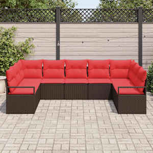 Set pohovek s polštářem 9 pcs Hnědá polyratan - obrázek 3
