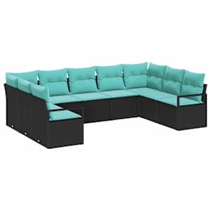 Set pohovek s polštářem 9 pcs Černá polyratan - obrázek 2
